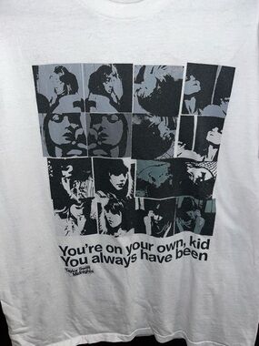 Taylor Swift White Tee with Black & Gray Photo Grid Graphic